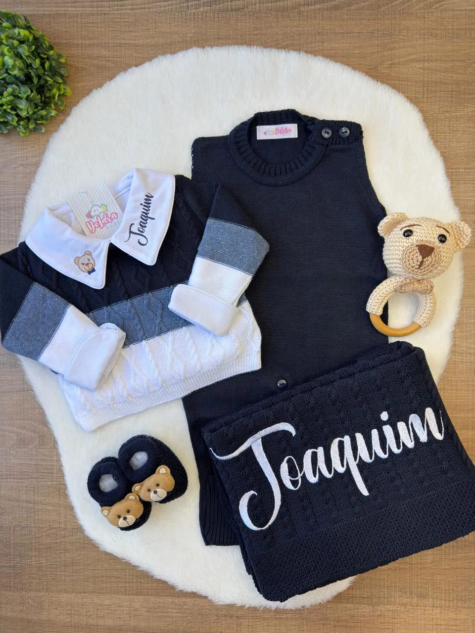 Kit Saída Maternidade Joaquim Urso Azul