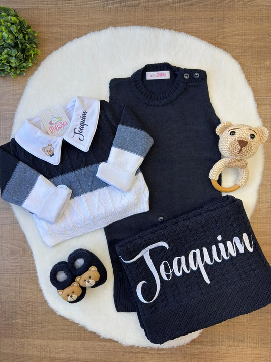 Kit Saída Maternidade Joaquim Urso Azul